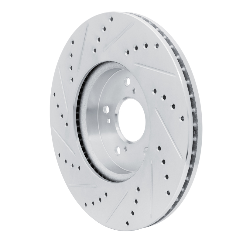 Acura ILX Brake Rotor (1) - Front Right - R1 Concepts - Drilled & Slotted - Silver - `13-`25
